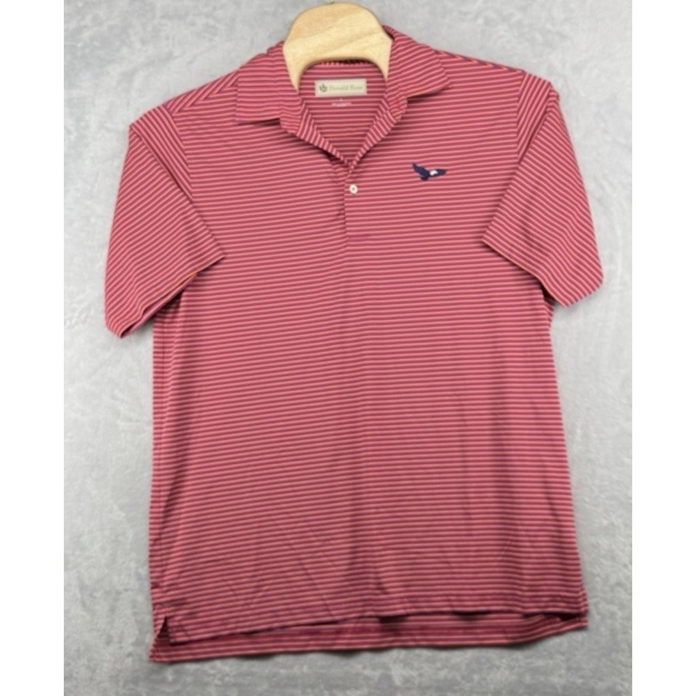 Donald Ross Multicolor Striped Golf SS Polo Shirt Eagle Club Logo Men's L